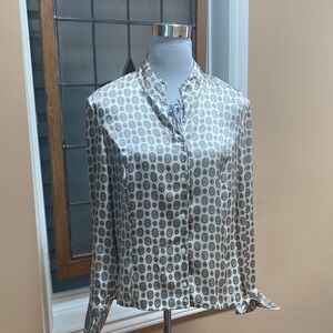 Elegant Cream and Grey Women's Blouse